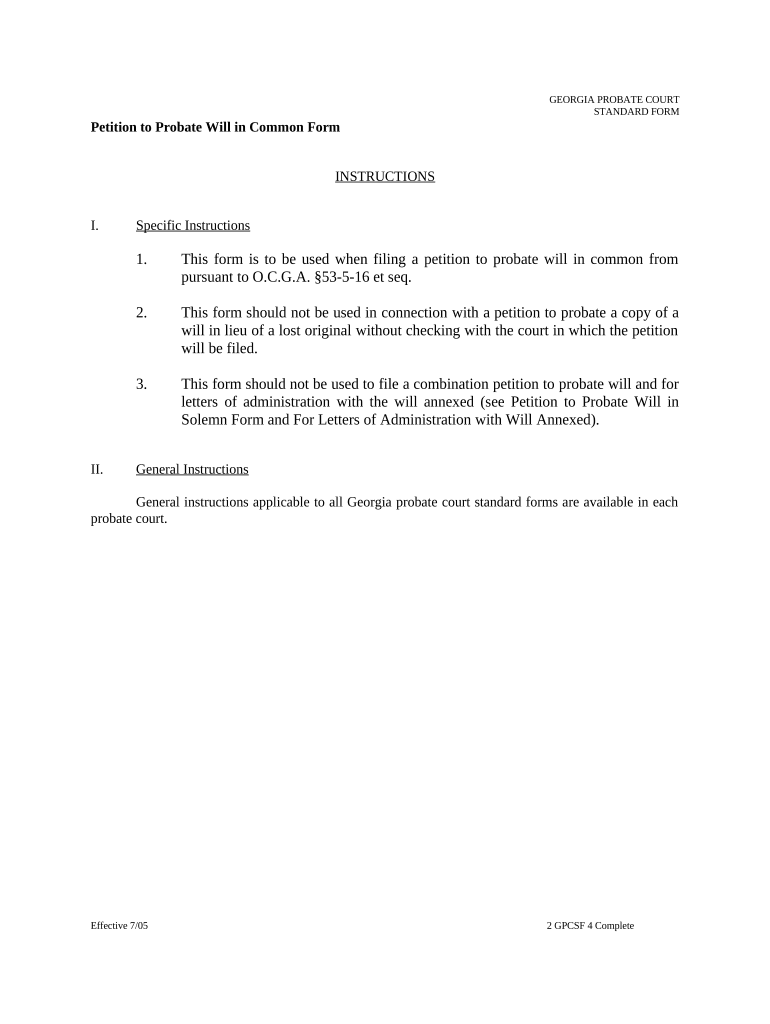 Georgia Probate  Form