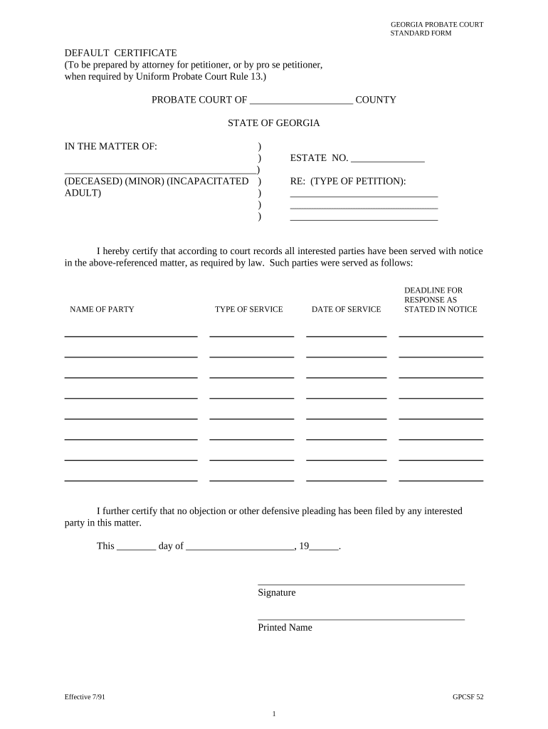 Georgia Default  Form