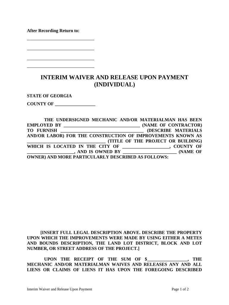Georgia Waiver Payment  Form