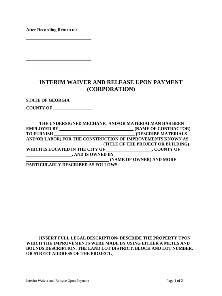 Georgia Waiver Release  Form