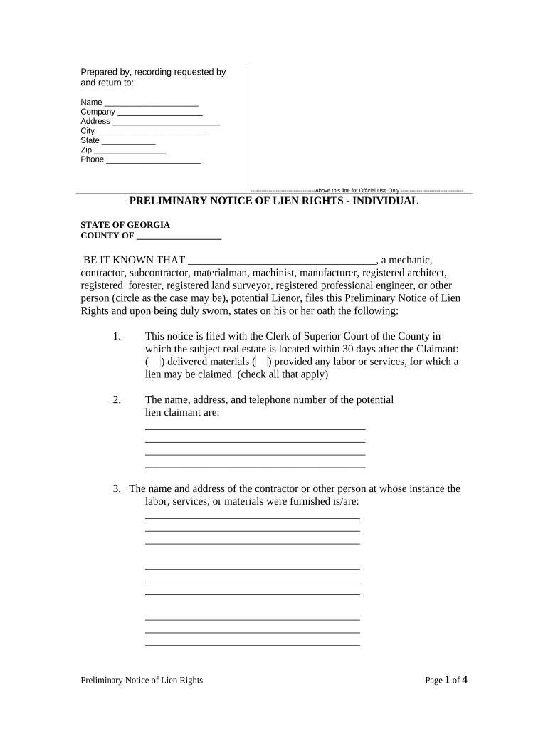 Georgia Lien  Form