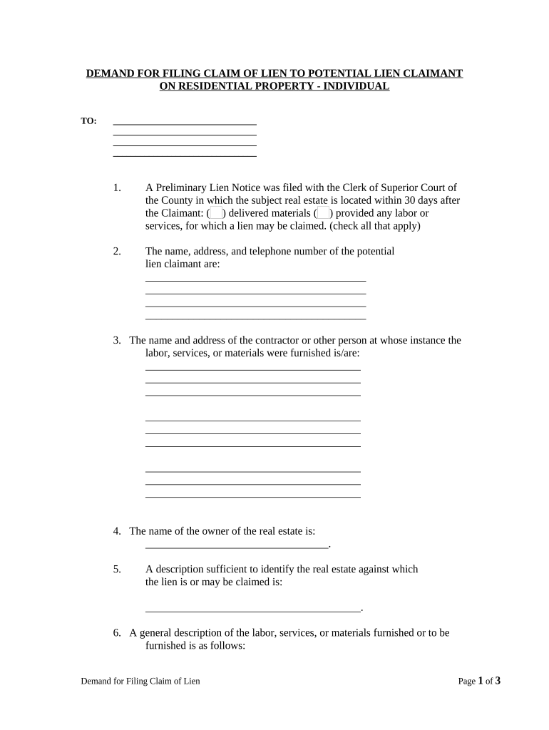 File Lien Property  Form