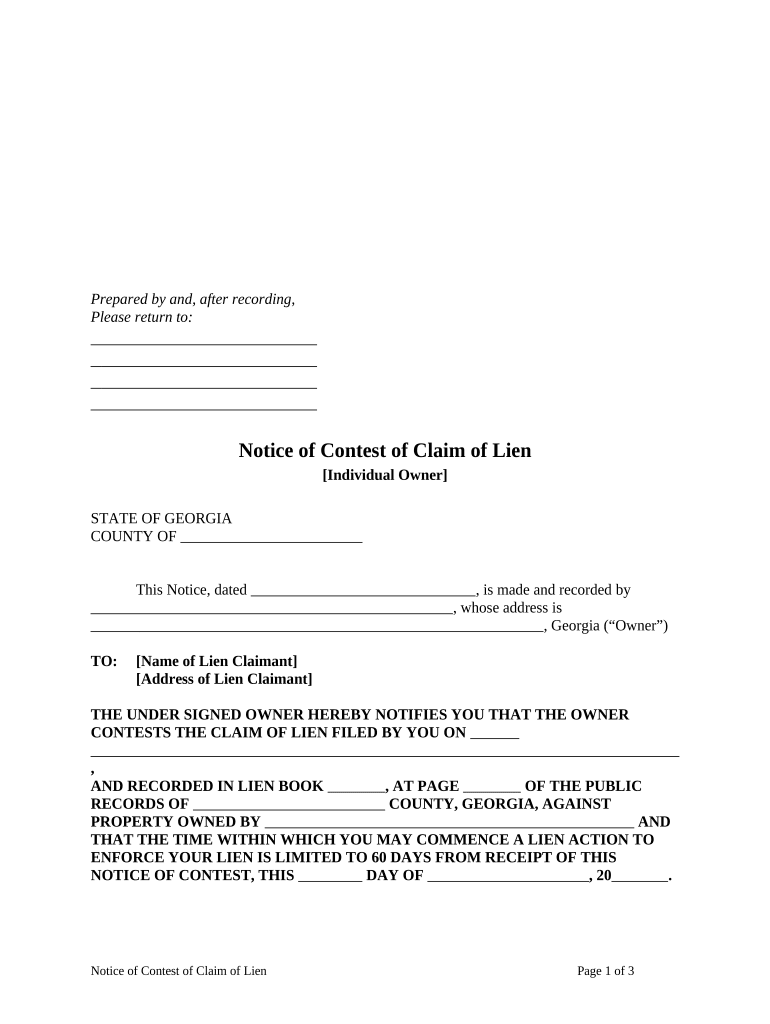 Georgia Lien  Form