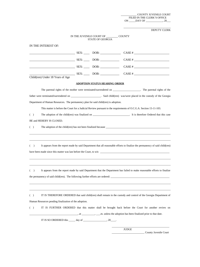 Status Hearing  Form