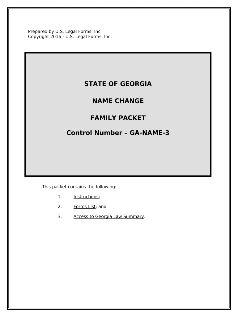 Name Change Instructions and Forms Package for a Family Georgia