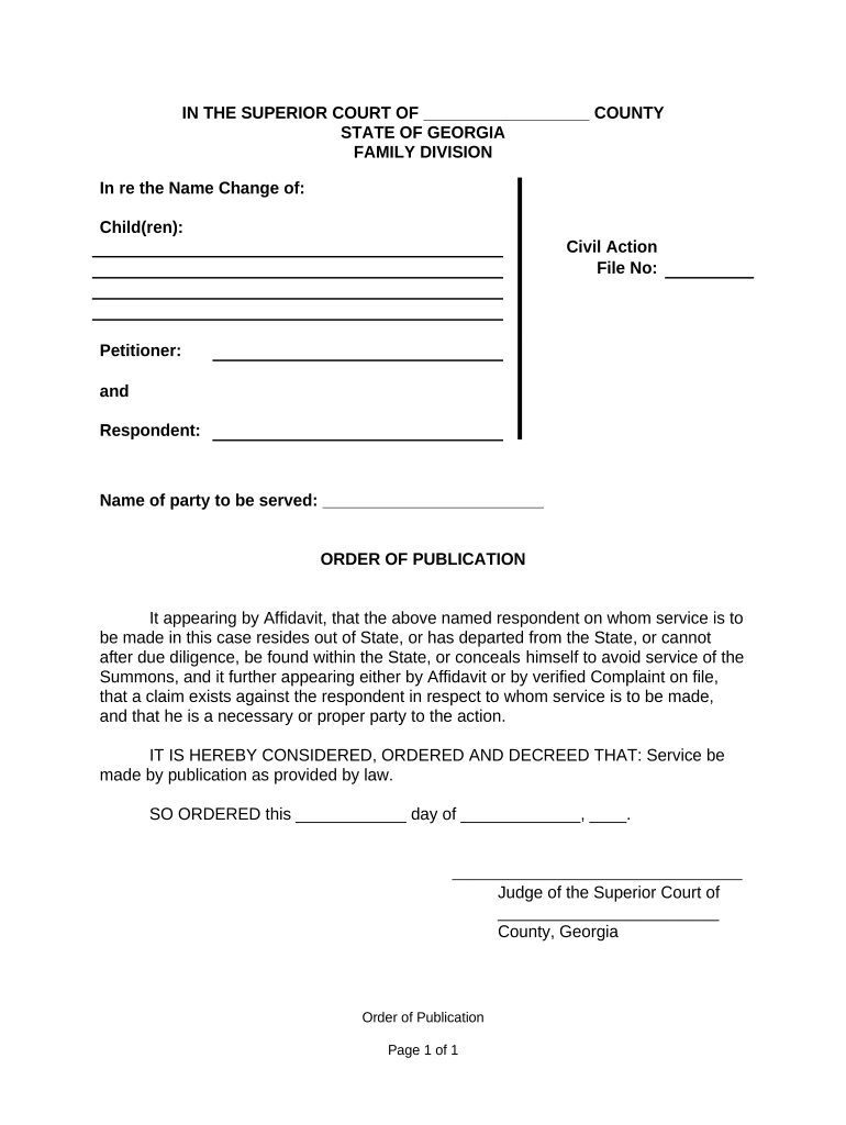 Order of Publication Georgia  Form