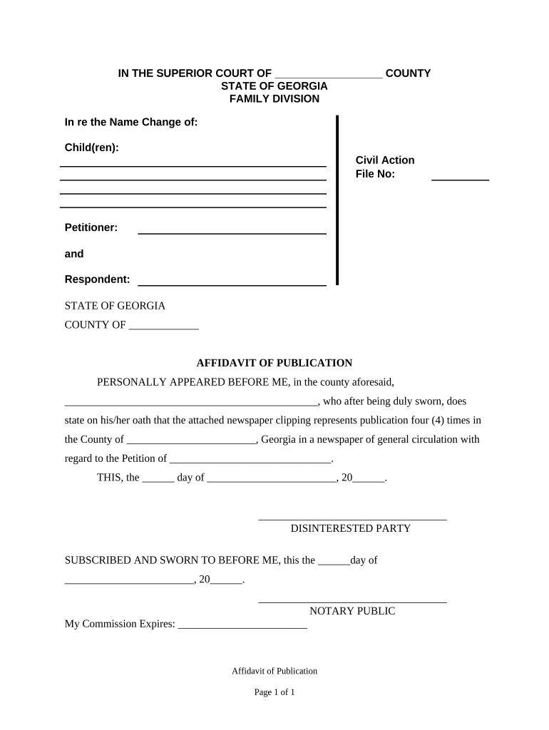 Georgia Affidavit  Form