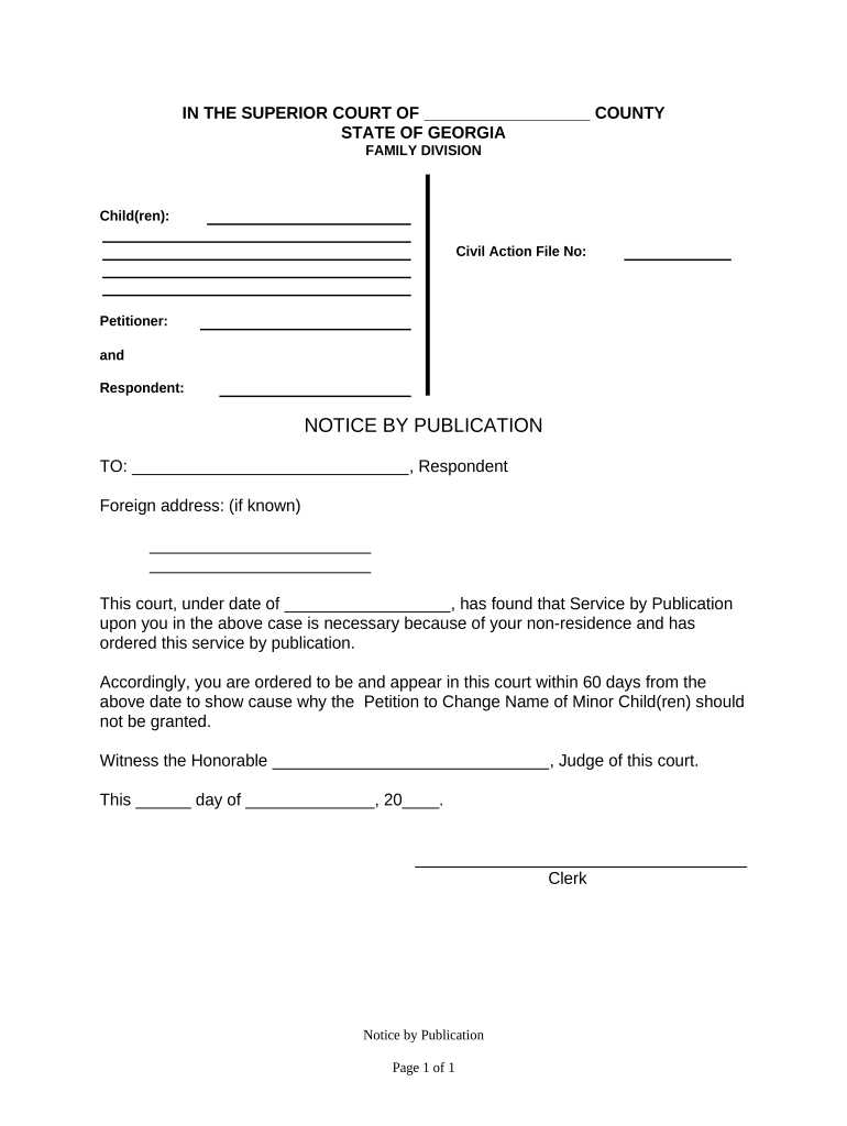 Georgia Notice Publication  Form