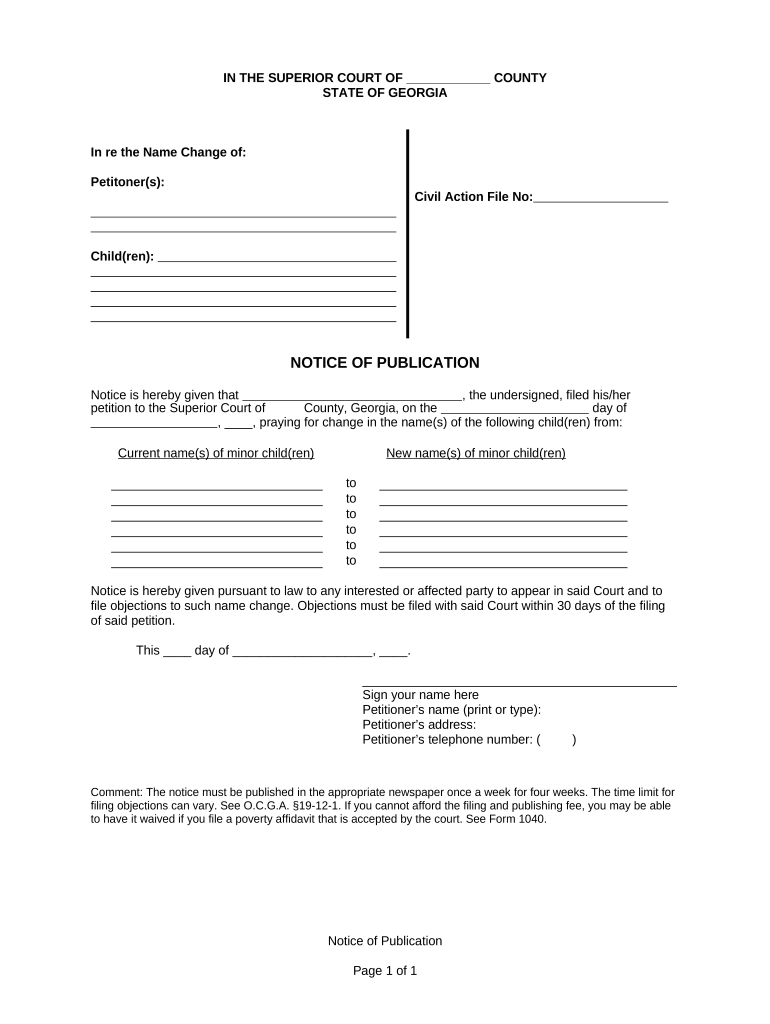 Change Name Minor  Form