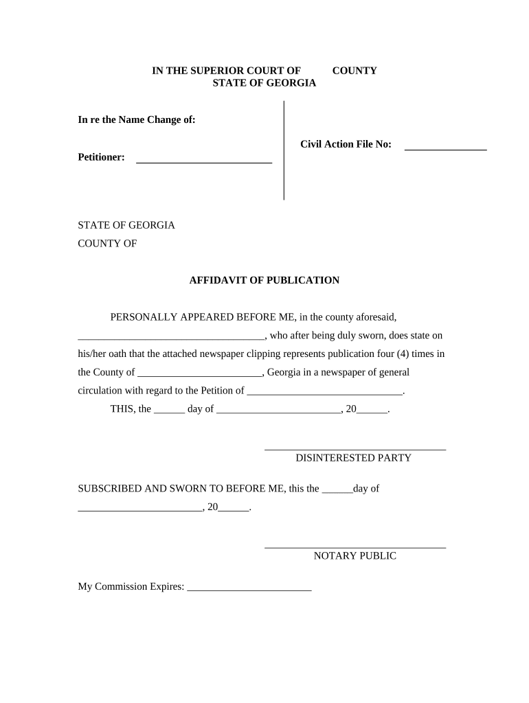 Affidavit Publication Form