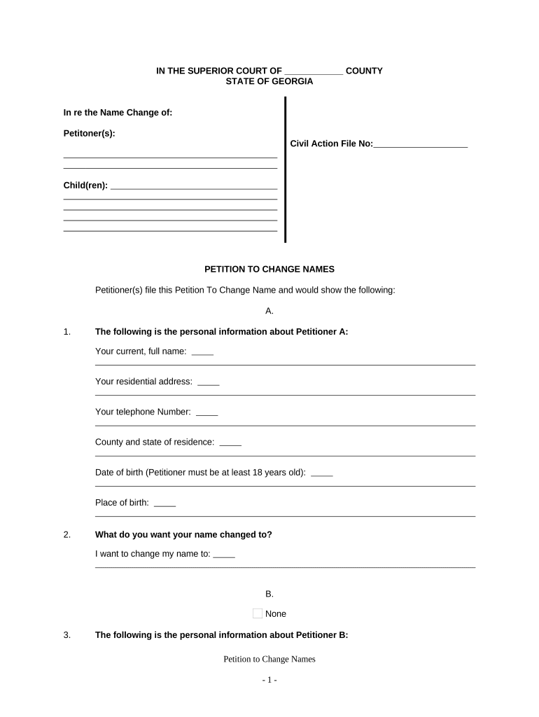 Georgia Petition Change  Form