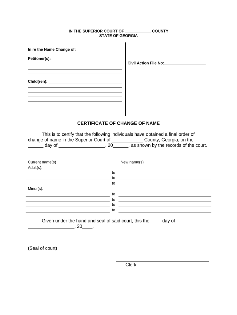 Certificate Change Name  Form