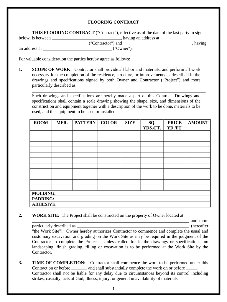 Flooring Contract Template  Form