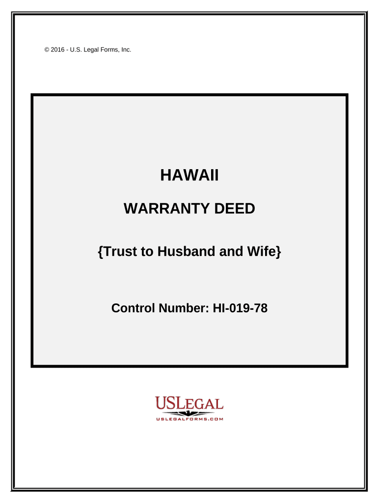 Warranty Deed Trust to Husband and Wife Hawaii  Form