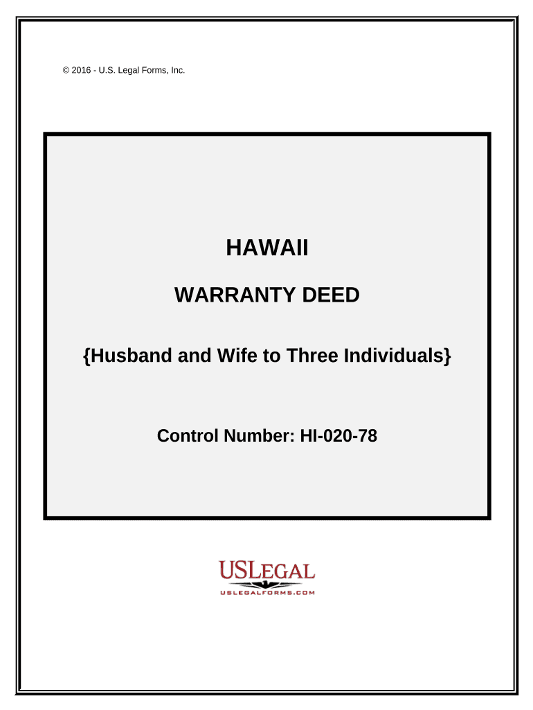 Warranty Deed Husband and Wife to Three Individuals Hawaii  Form