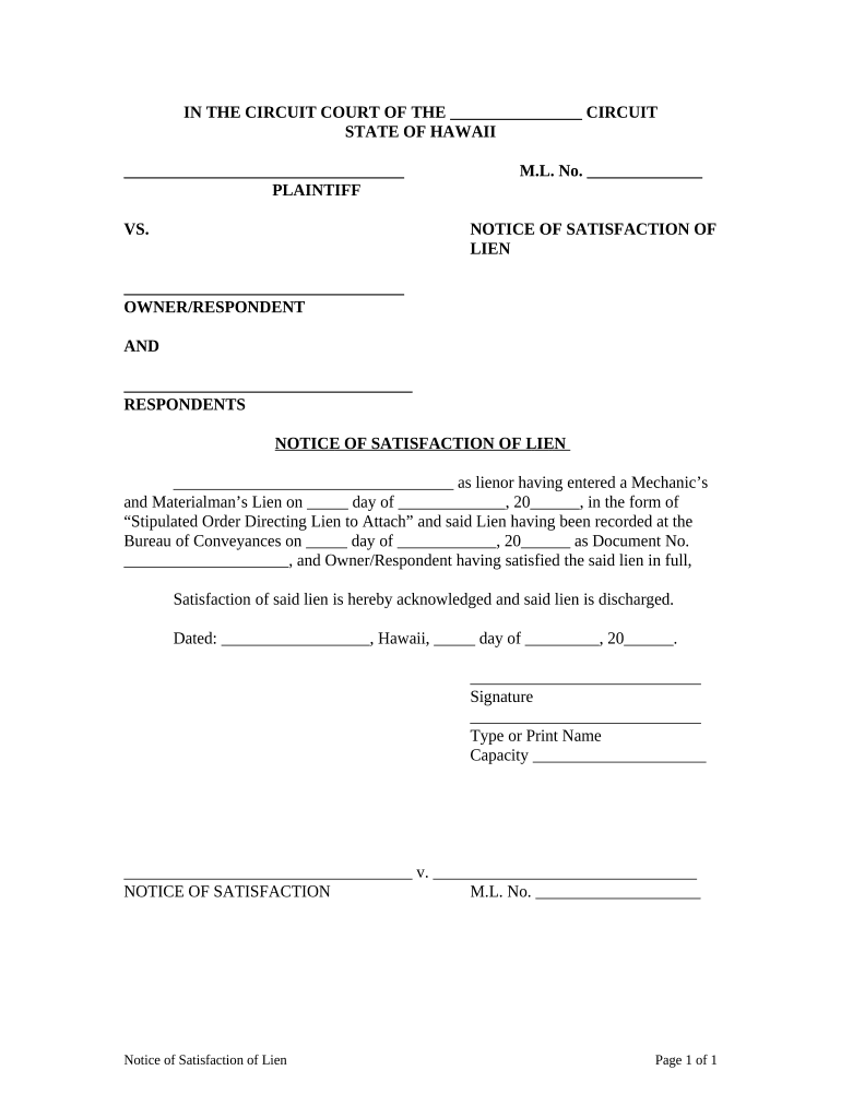 Hawaii Notice  Form