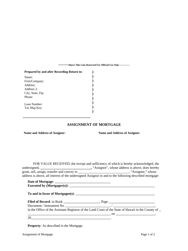 hawaii assignment of mortgage