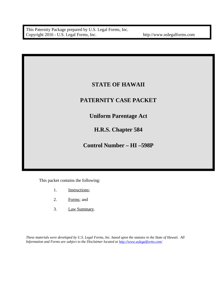 Paternity Case Package Establishment of Paternity Hawaii  Form