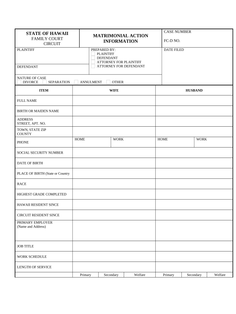 Hawaii Action Information