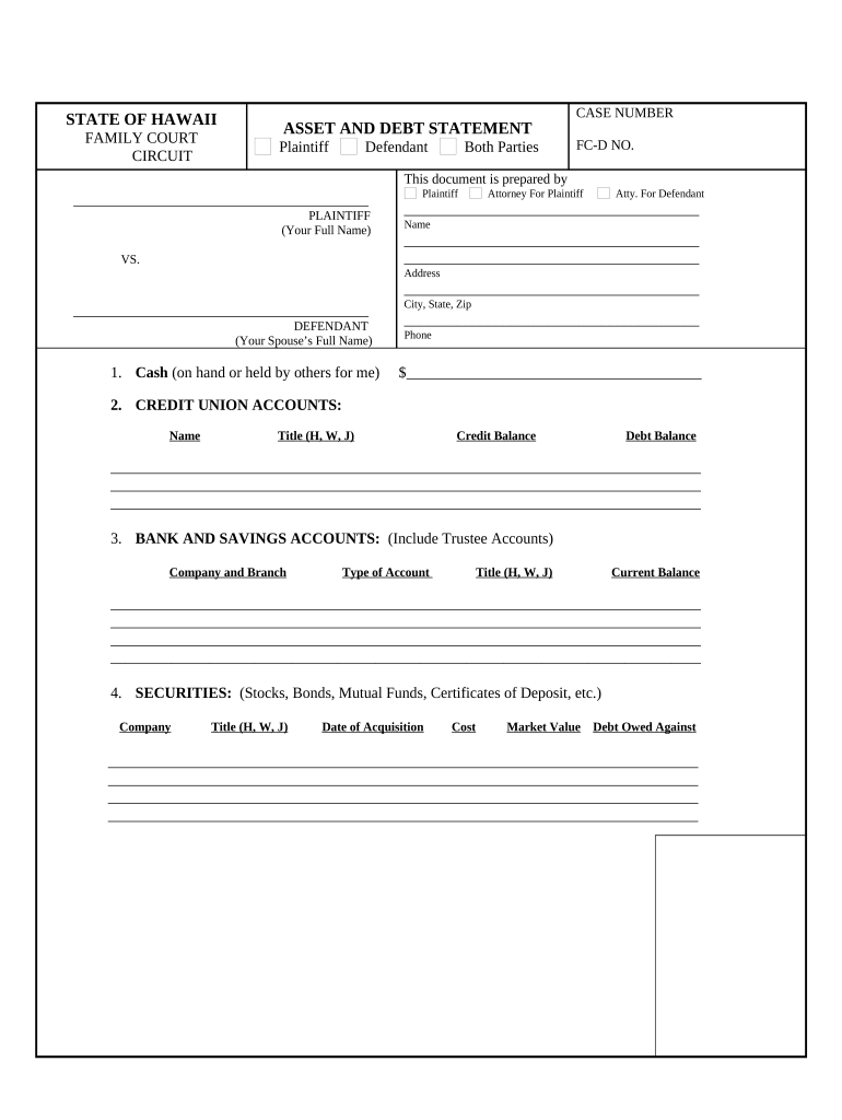 Asset Statement Form