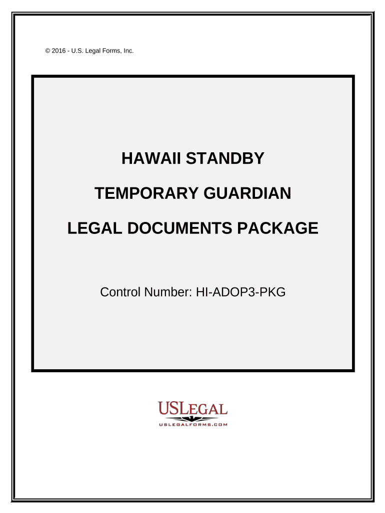 Hawaii Standby Temporary Guardian Legal Documents Package Hawaii  Form