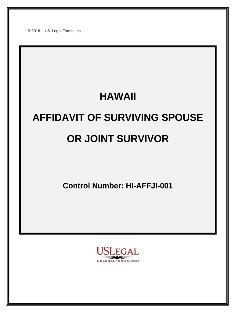 Affidavit of Surviving Spouse or Joint Survivor Hawaii  Form