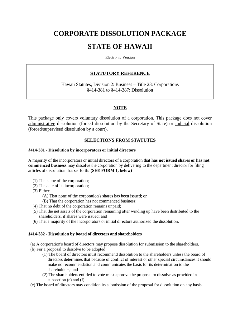 Hawaii Corporation  Form