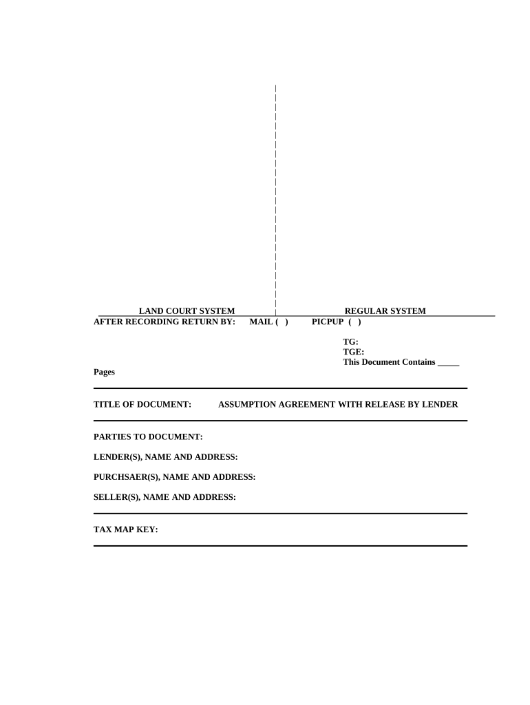 Assumption Agreement of Mortgage and Release of Original Mortgagors Hawaii  Form