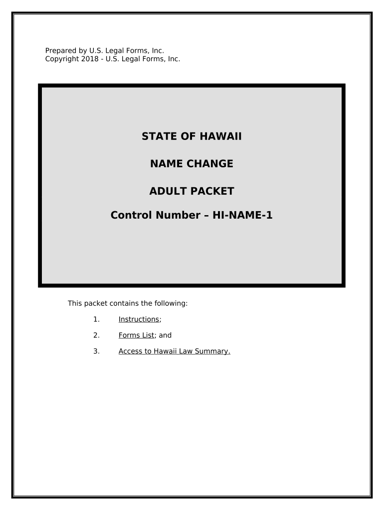 Name Change Instructions and Forms Package for an Adult Hawaii