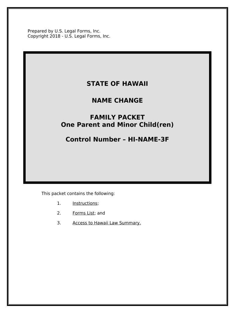 Name Change Instructions and Forms Package for a Family One Parent and Children Hawaii