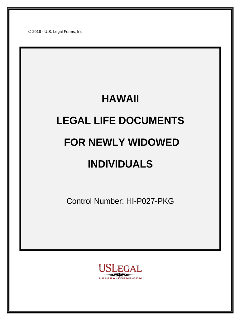 Newly Widowed Individuals Package Hawaii  Form