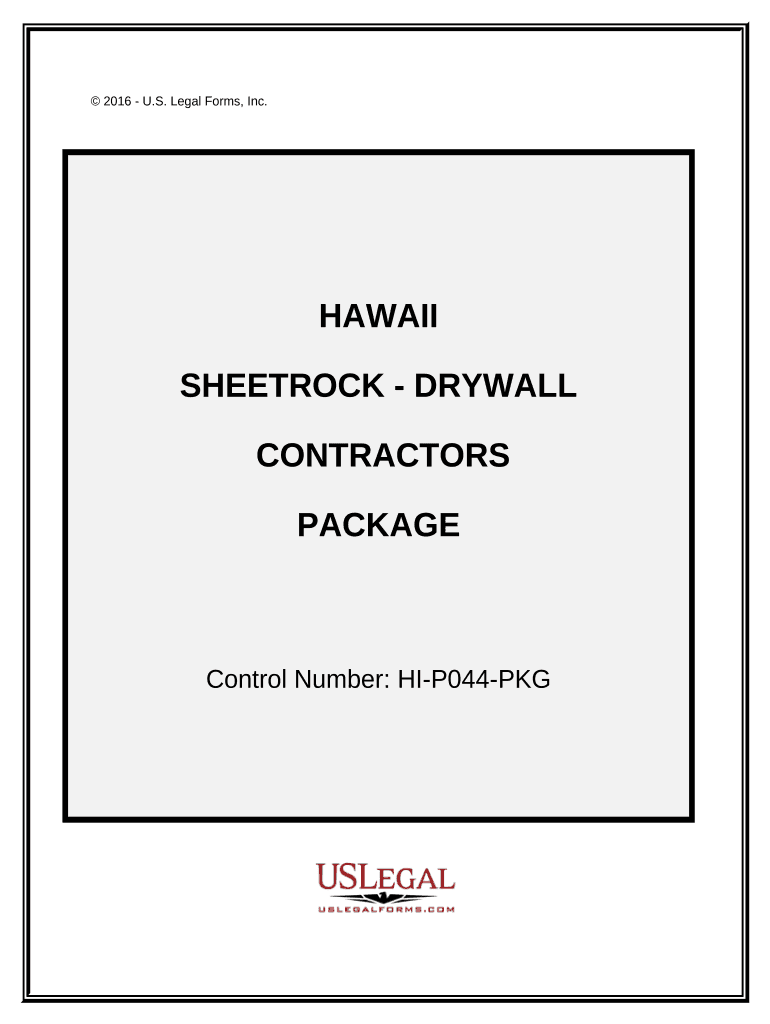 Sheetrock Drywall Contractor Package Hawaii  Form