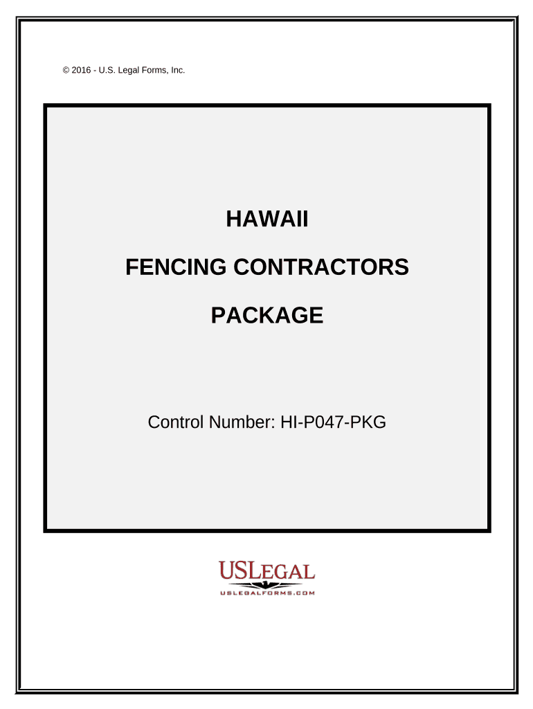 Fencing Contractor Package Hawaii  Form