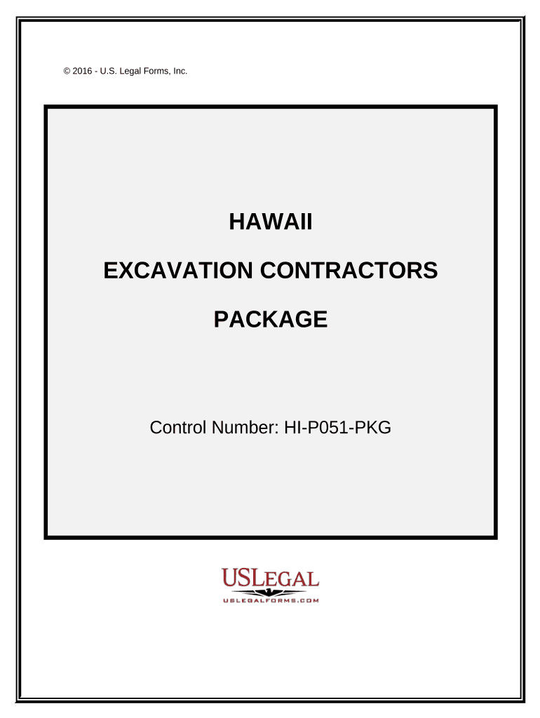 Excavation Contractor Package Hawaii  Form