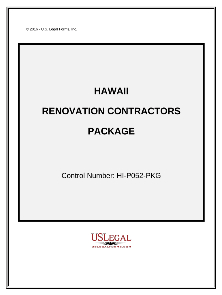 Renovation Contractor Package Hawaii  Form