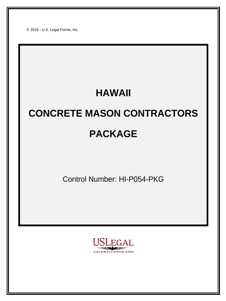 Concrete Mason Contractor Package Hawaii  Form