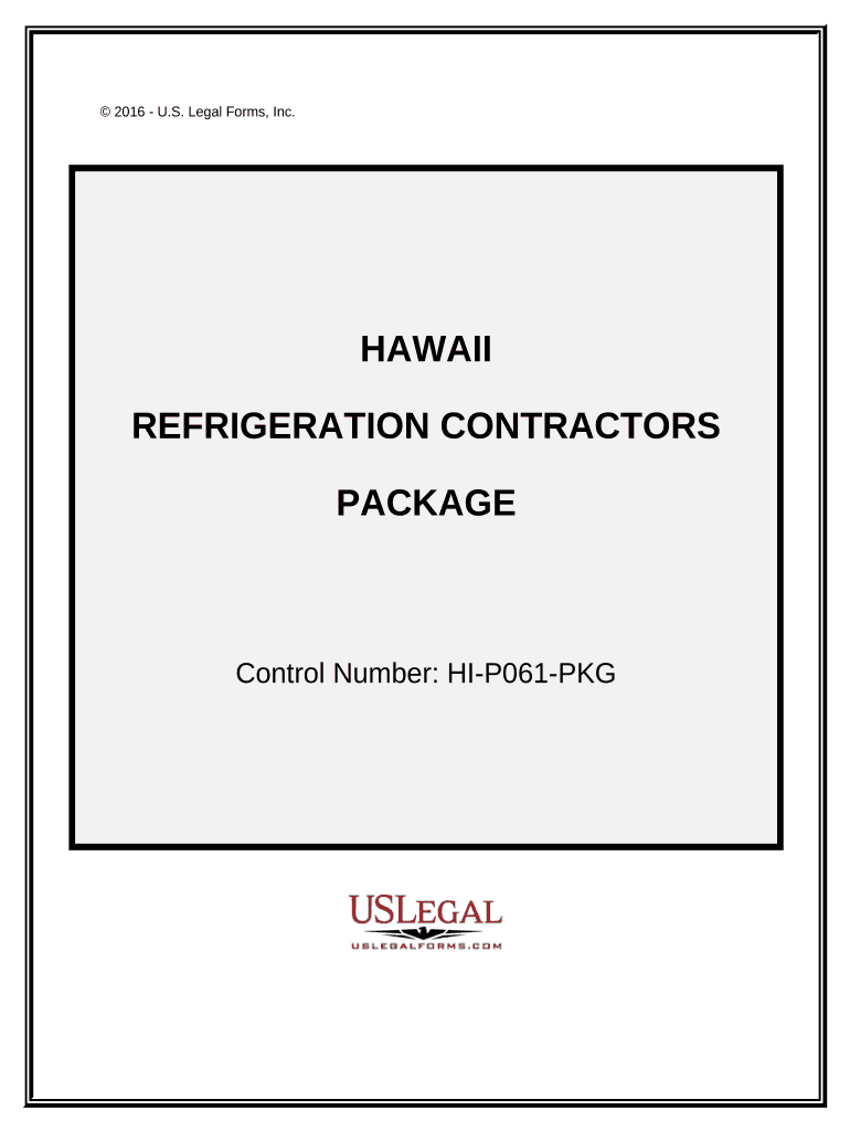 Refrigeration Contractor Package Hawaii  Form