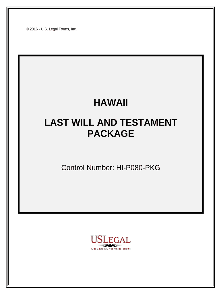 Last Will and Testament Package Hawaii  Form