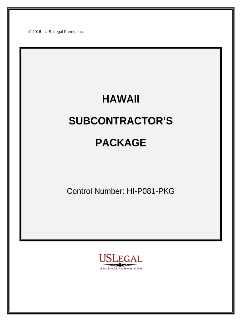 Subcontractors Package Hawaii  Form