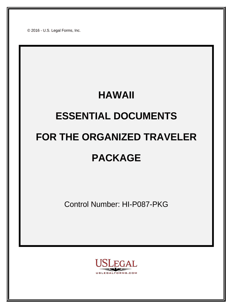 Essential Documents for the Organized Traveler Package Hawaii  Form