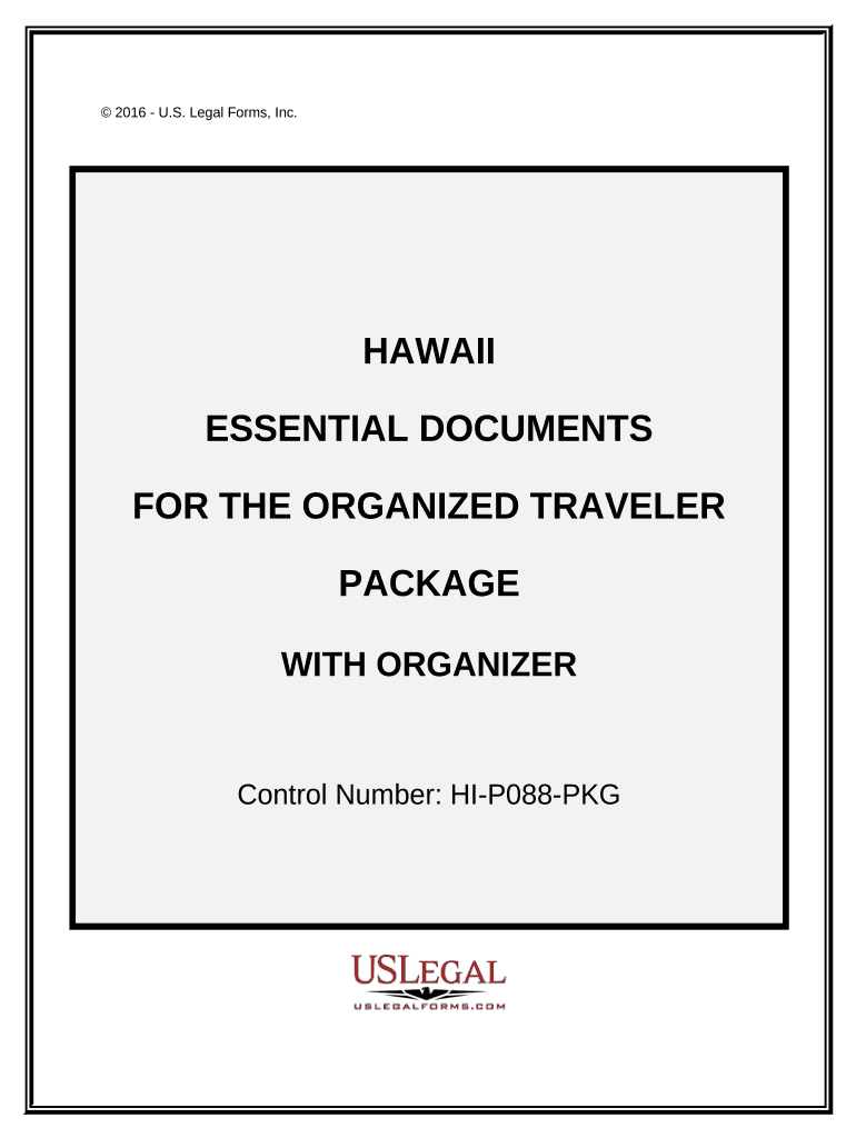 Essential Documents for the Organized Traveler Package with Personal Organizer Hawaii  Form