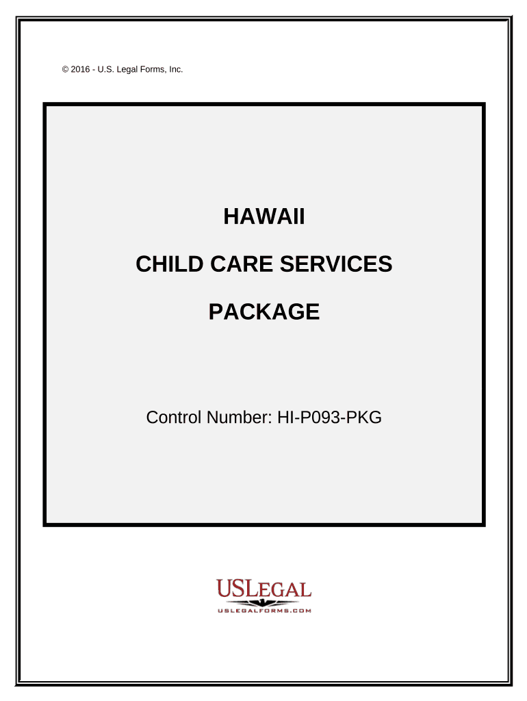 Child Care Services Package Hawaii  Form