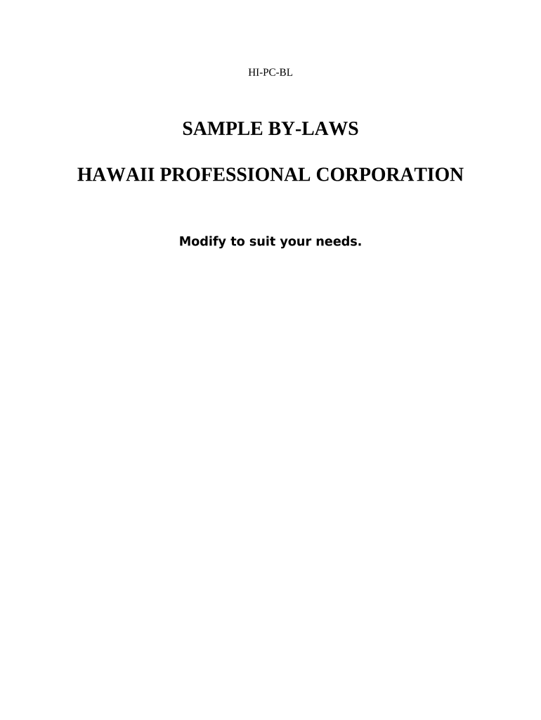 Hawaii Bylaws Corporation  Form