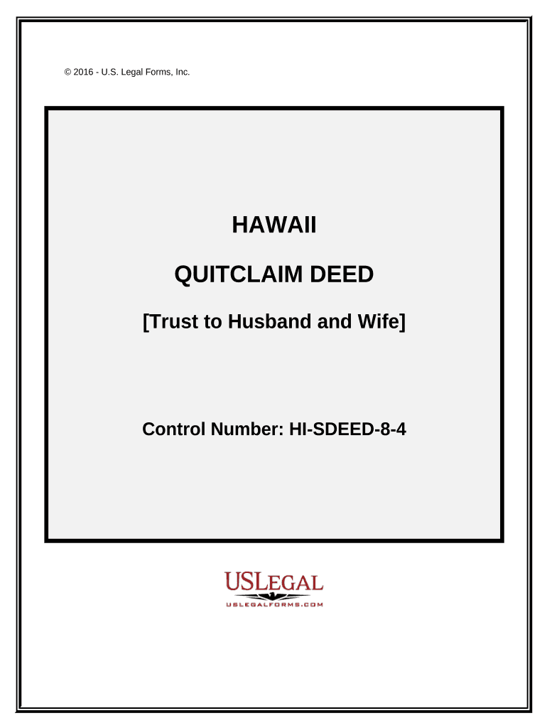 Quitclaim Deed Trust to Husband and Wife Hawaii  Form