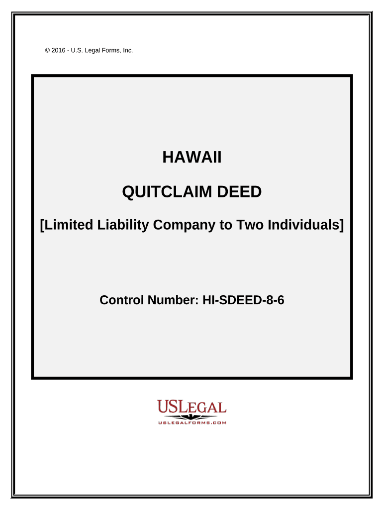 Quitclaim Deed Limited Liability Company to Two Individuals Hawaii  Form