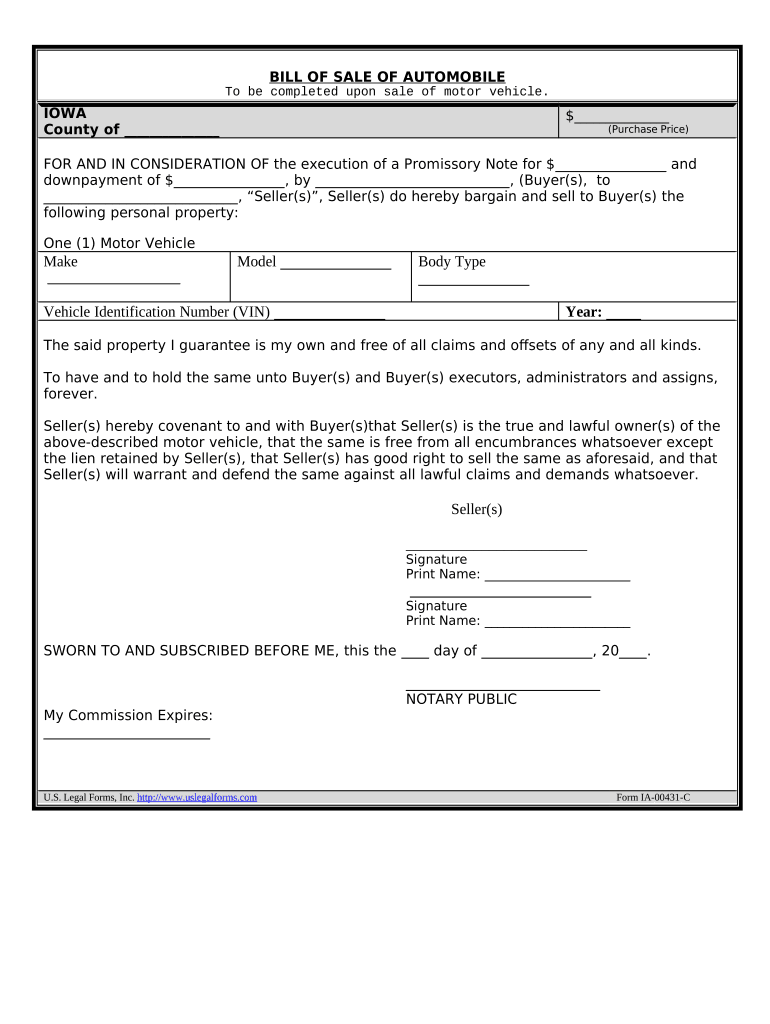 Iowa Odometer  Form