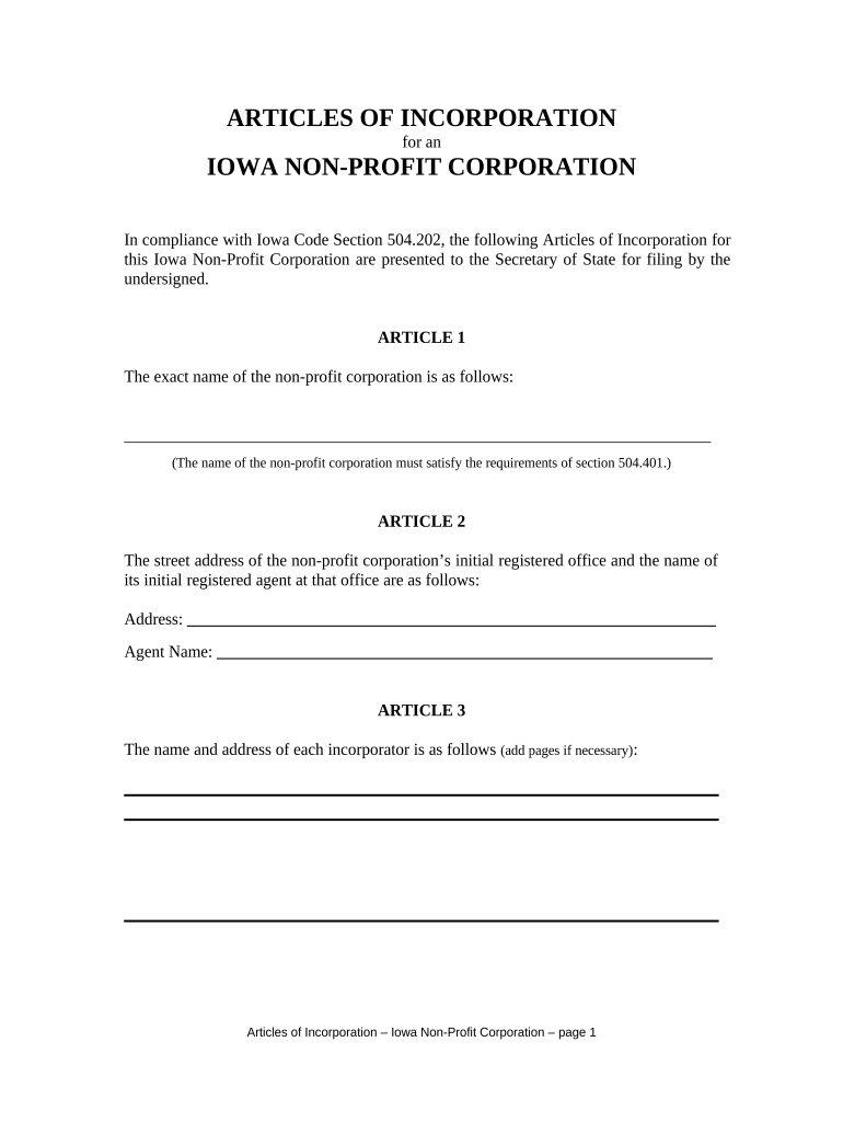 Iowa Corporation  Form