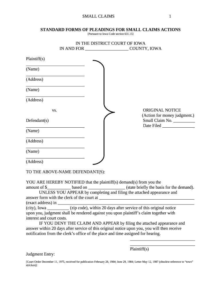 Iowa Claims  Form