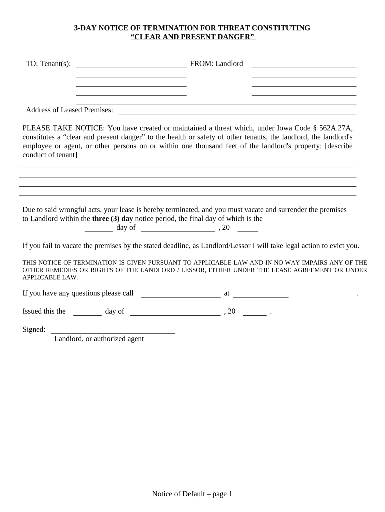 Iowa Notice  Form