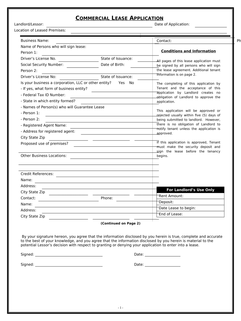 Commercial Rental Lease Application Questionnaire Iowa  Form